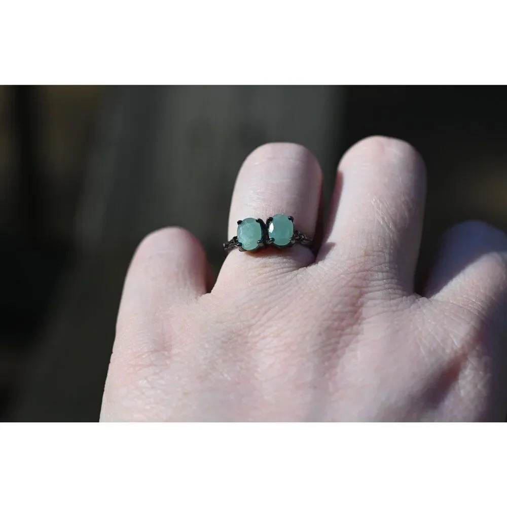 Emerald engagement ring size 7 925 sterling silver